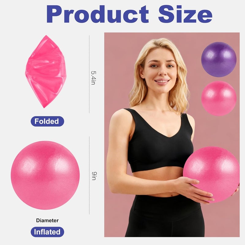 Guirnd Pilates Ball 2P, 9 Inch Workout Ball for Women Men Kid Toddler, Small Exercise Ball with Pump for Physical Therapy, Stability, Stretching, Barre, Yoga, Core(Pink & Purple) - Image 2